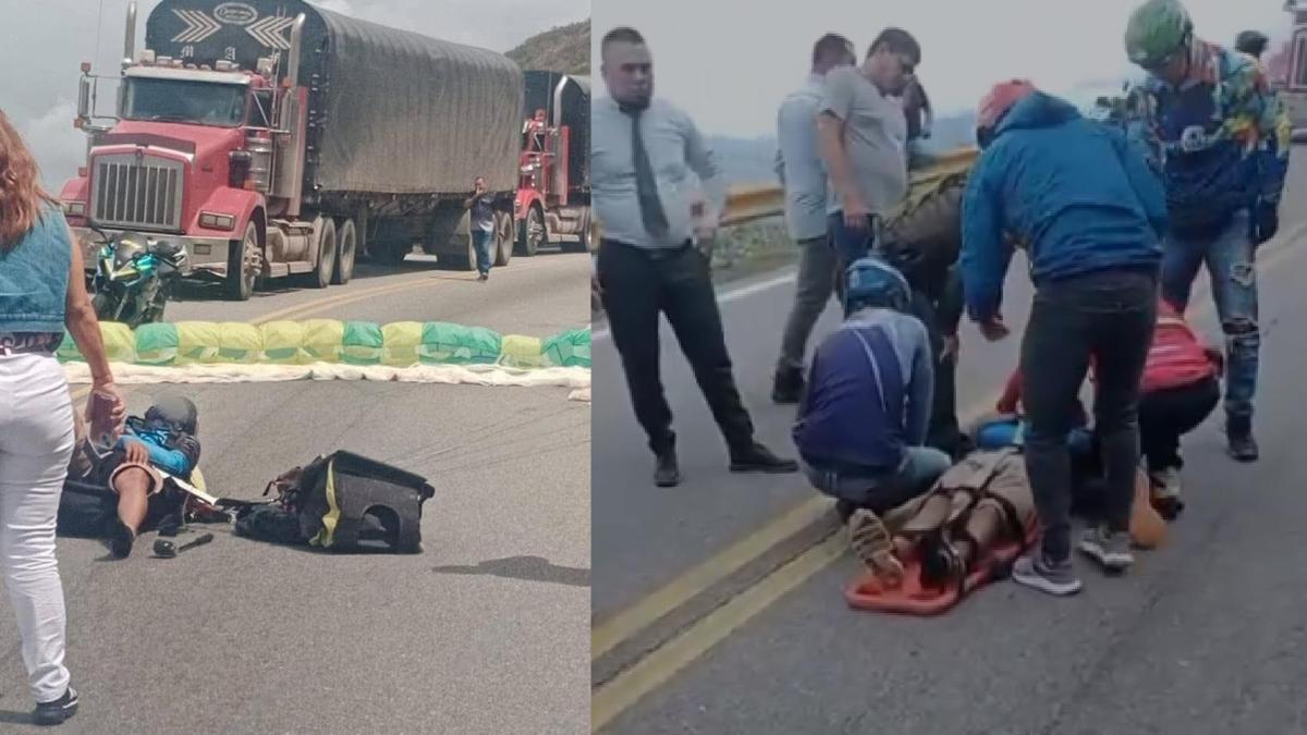 Un turista extranjero y un papel paralelo cayeron en el caso de una emergencia en la carretera nacional en el Cañón de Chicamocha
