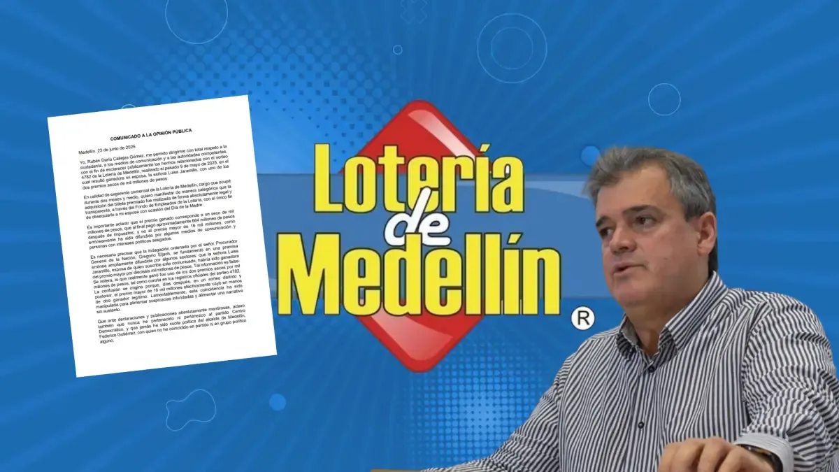 Dio un discurso de la lotería de Medellin examinada por el controvertido premio del millonario ganado por su esposa.

 – En la mira