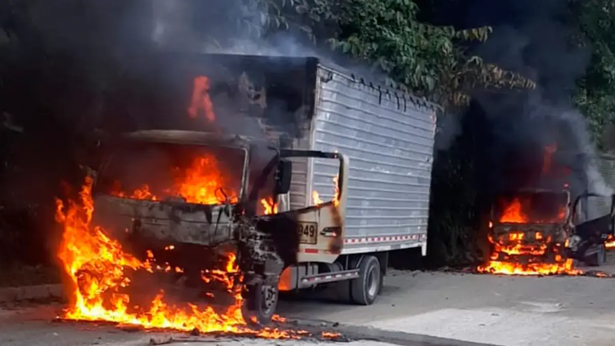 Los hombres armados queman varios vehículos de carga en la carretera Quibdó-Pereira

 – En la mira