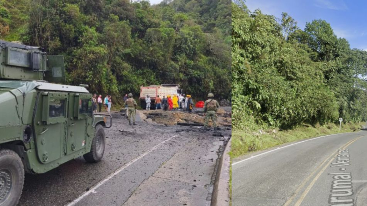 antes y después de la carretera destruida tras el ataque a la vía que une Medellín con la costa; Piden mayor seguridad

 – En la mira