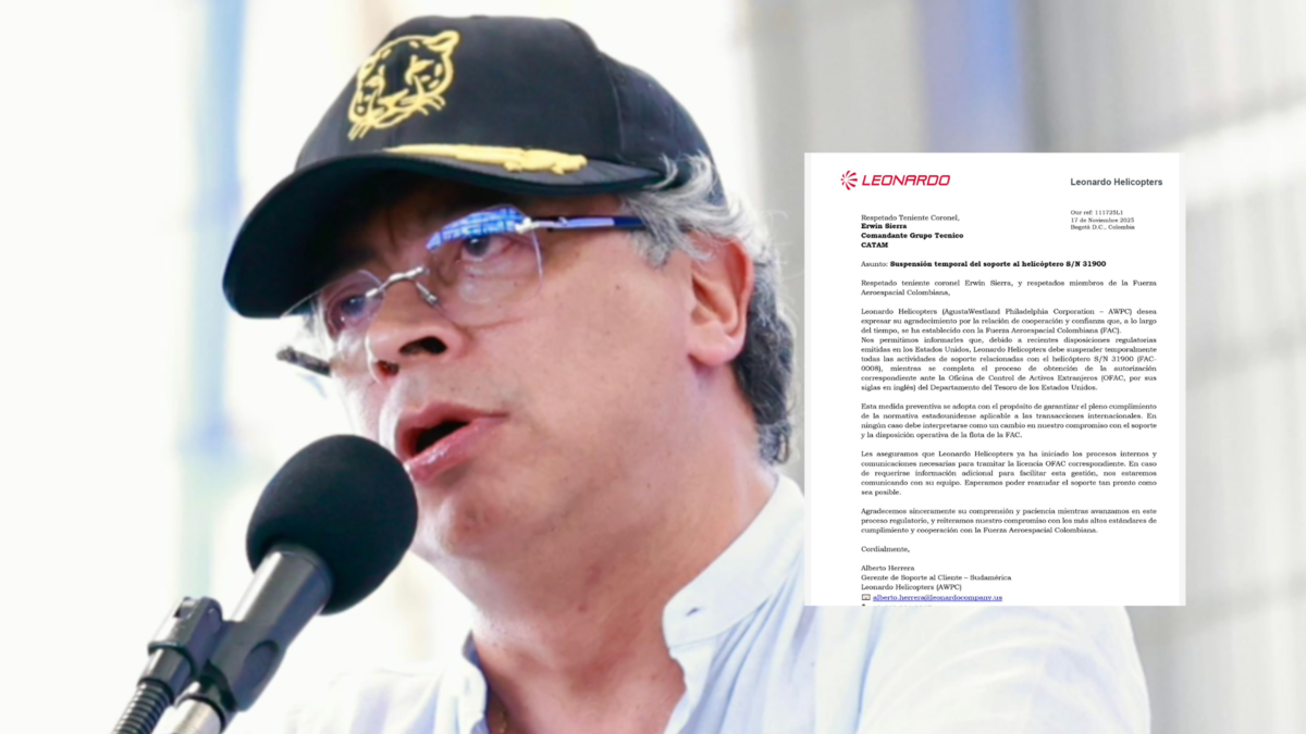 Gustavo Petro demandará a la empresa Leonardo Helicópteros por detener el mantenimiento del helicóptero presidencial tras ser incluido en la lista Clinton

 – En la mira