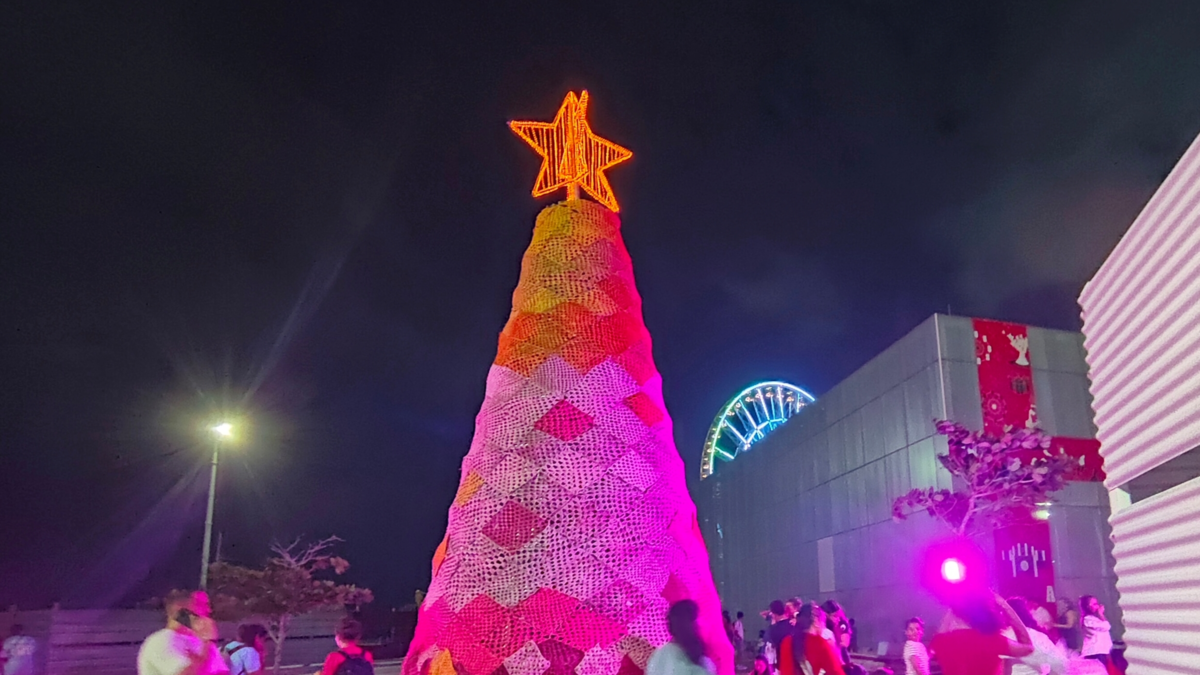 Barranquilla ya puede disfrutar del primer árbol de Navidad tejido a crochet de Colombia, exhibido en el Gran Malecón

 – En la mira