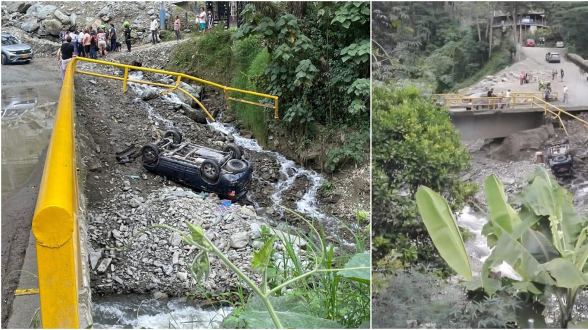 El auto rompió las barreras, volcó y aterrizó en la orilla del río Combeima

 – En la mira