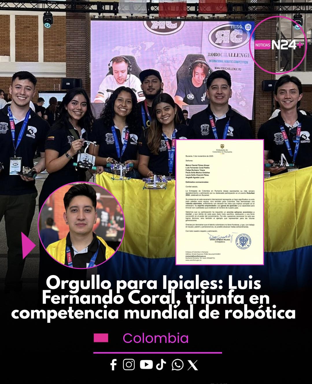 Ipialeño triunfa en el Mundial de Robótica en Rumania – EXTRA

 – En la mira