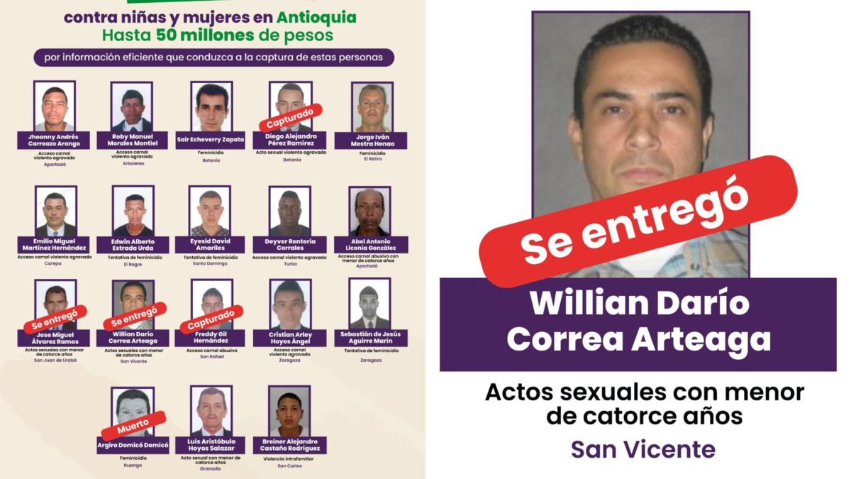 Uno de los delincuentes sexuales contra menores más buscados en Antioquia, a quien le ofrecieron una recompensa de 50 millones de dólares por su paradero, se entregó a la policía: ¿qué sabemos?

 – En la mira