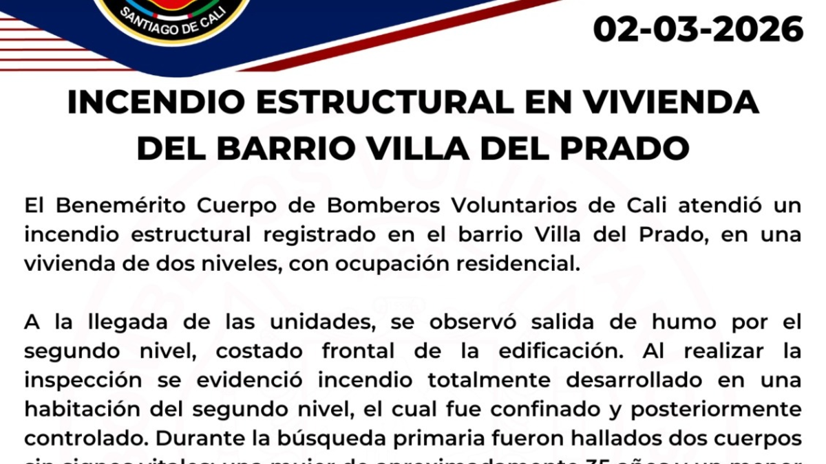 el fuego destruyó gran parte del segundo piso de la casa; Murieron una mujer y un niño de aproximadamente 3 años.

 – En la mira