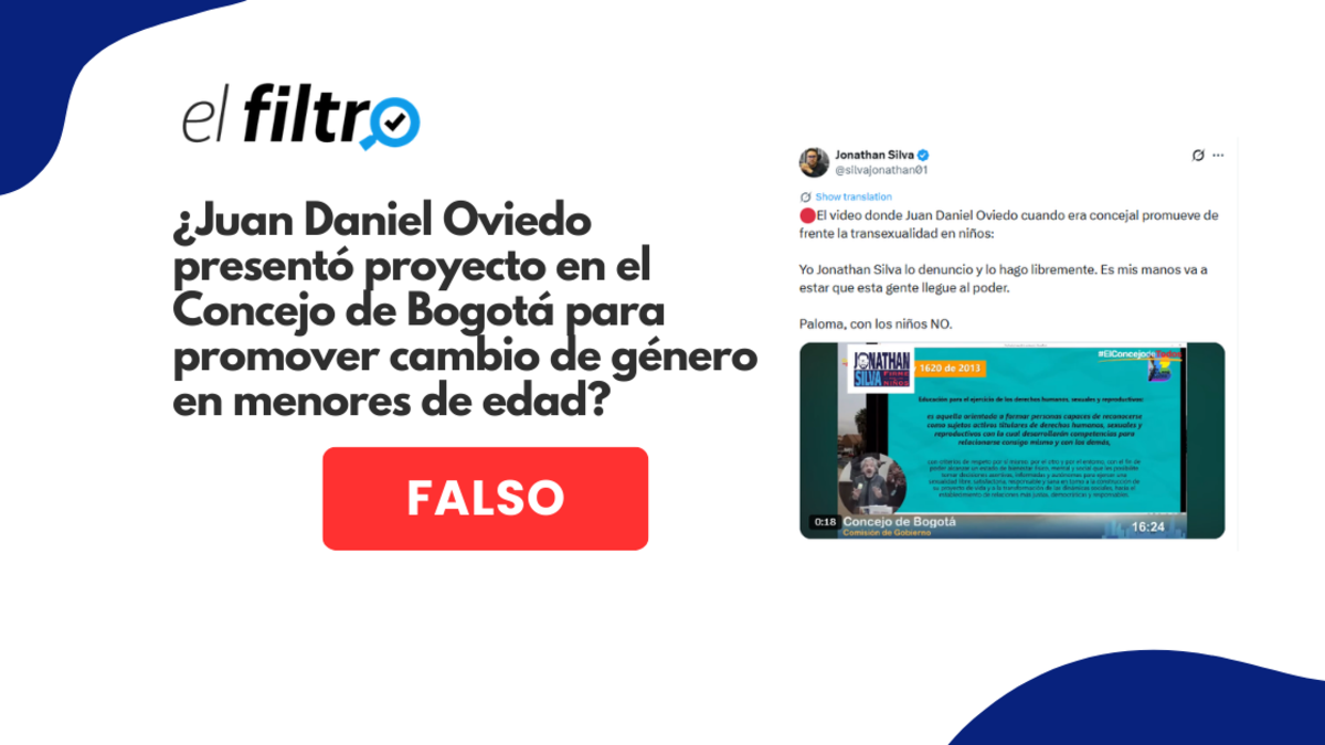 Juan Daniel Oviedo no presentó proyecto en el concejo de Bogotá para promover la reasignación de género de menores, según se revela en un video viral en redes sociales

 – En la mira