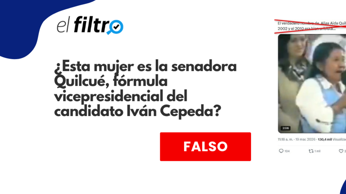 la fórmula vicepresidencial del candidato Iván Cepeda, Aída Quilcué, no es quien felicita al expresidente Uribe en un video; es otra persona

 – En la mira