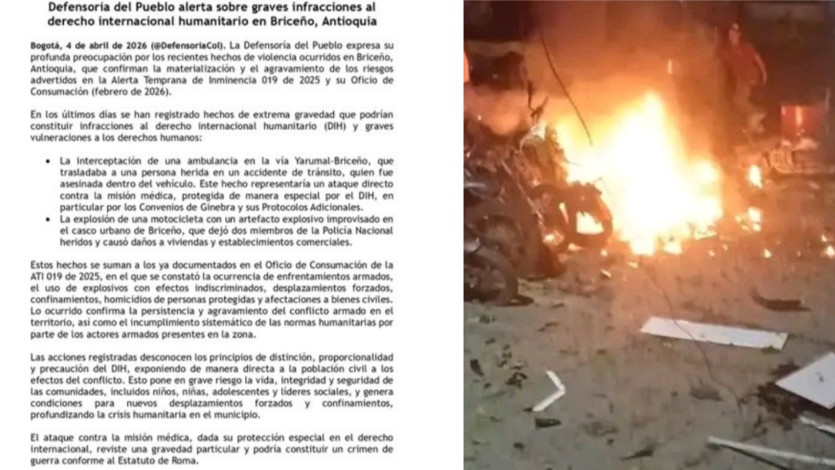 Un grupo armado interceptó una ambulancia y asesinó a un paciente herido mientras lo trasladaban en la carretera entre Yarumal y Briceño, en Antioquia.

 – En la mira